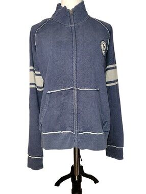 RARE Vintage Y2K VS PINK Navy Blue Varsity Zip Up Jacket Dog Patch Size Large